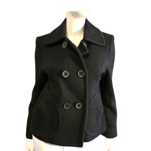 Massimo Black Double Breasted Coat Womens Small Jacket Pea Coat